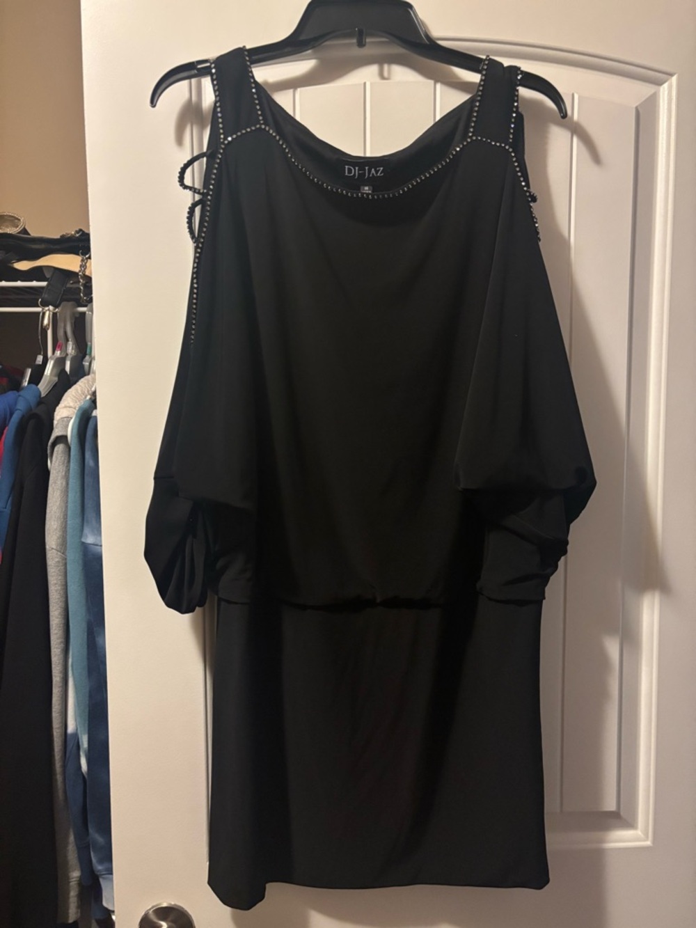 DJ-Jaz Black Cold-Shoulder Dress with Stud Accents